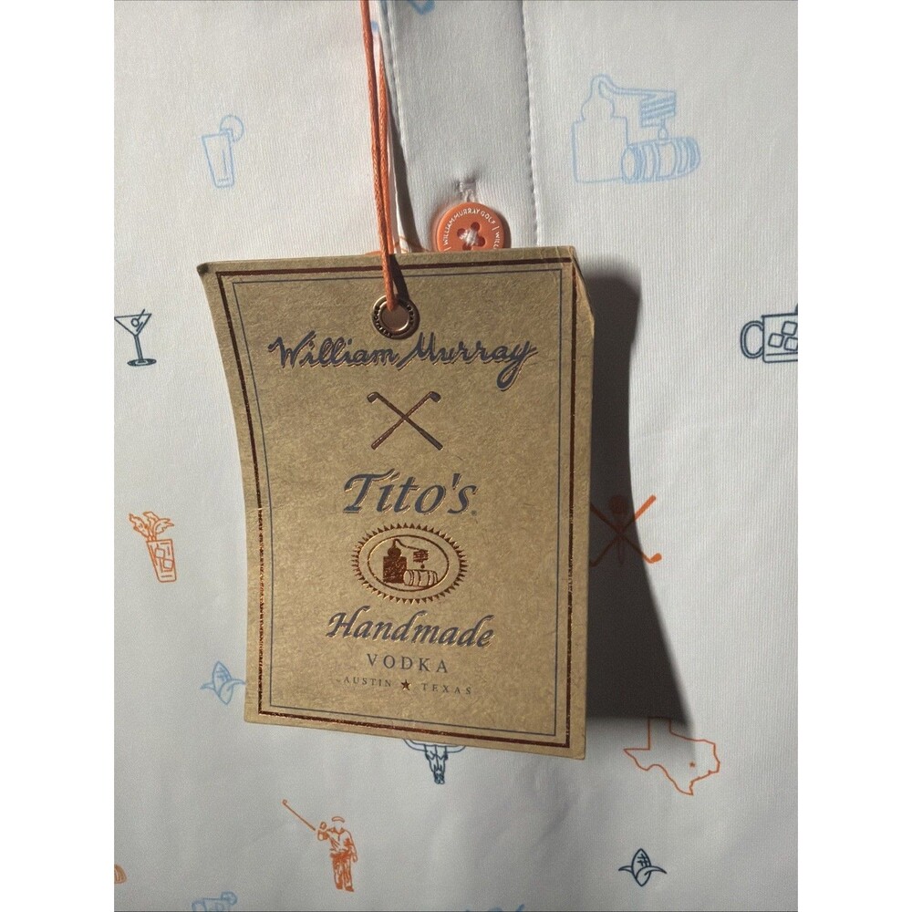 NWT William Murray Polo Shirt Men Large White Tito's Vodka Recipe For Success - Picture 3 of 6